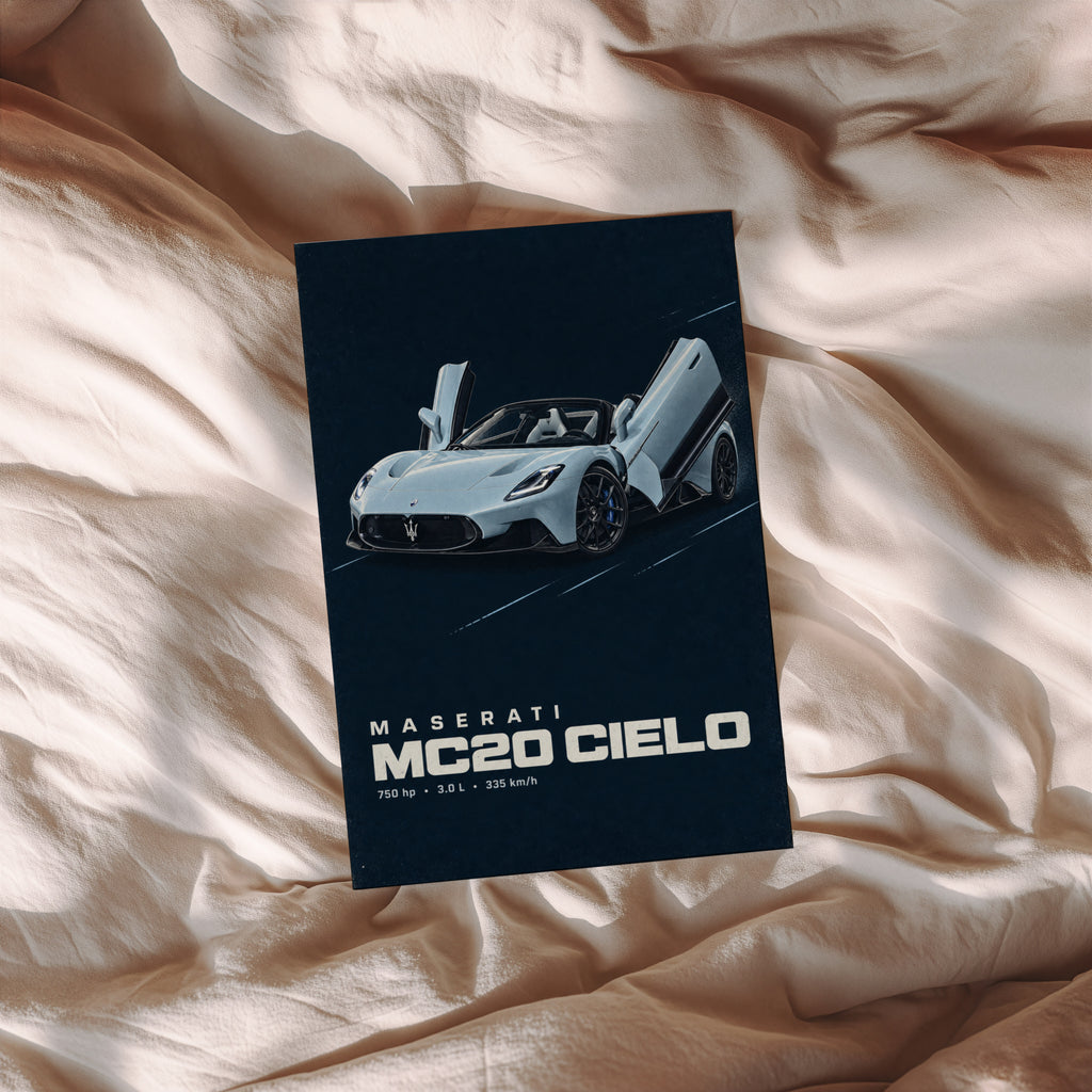 Vintage Maserati MC20 Cielo Print, Car Wall Art