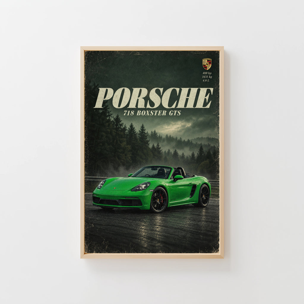 Vintage Porsche Boxster GTS Print, Car Wall Art