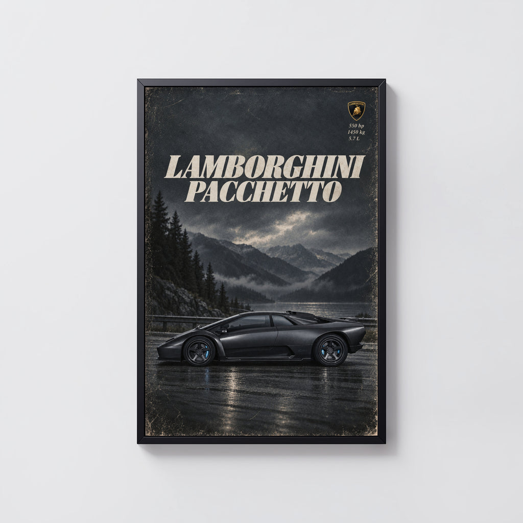 Vintage Lamborghini Pacchetto Print, Supercar Wall