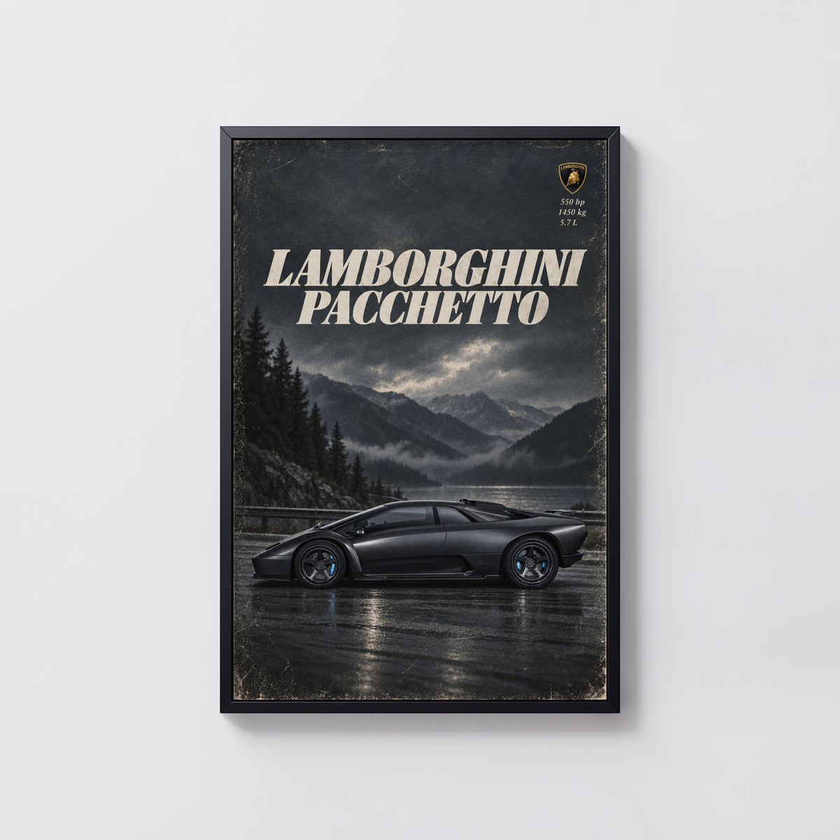 Vintage Lamborghini Pacchetto Print, Supercar Wall
