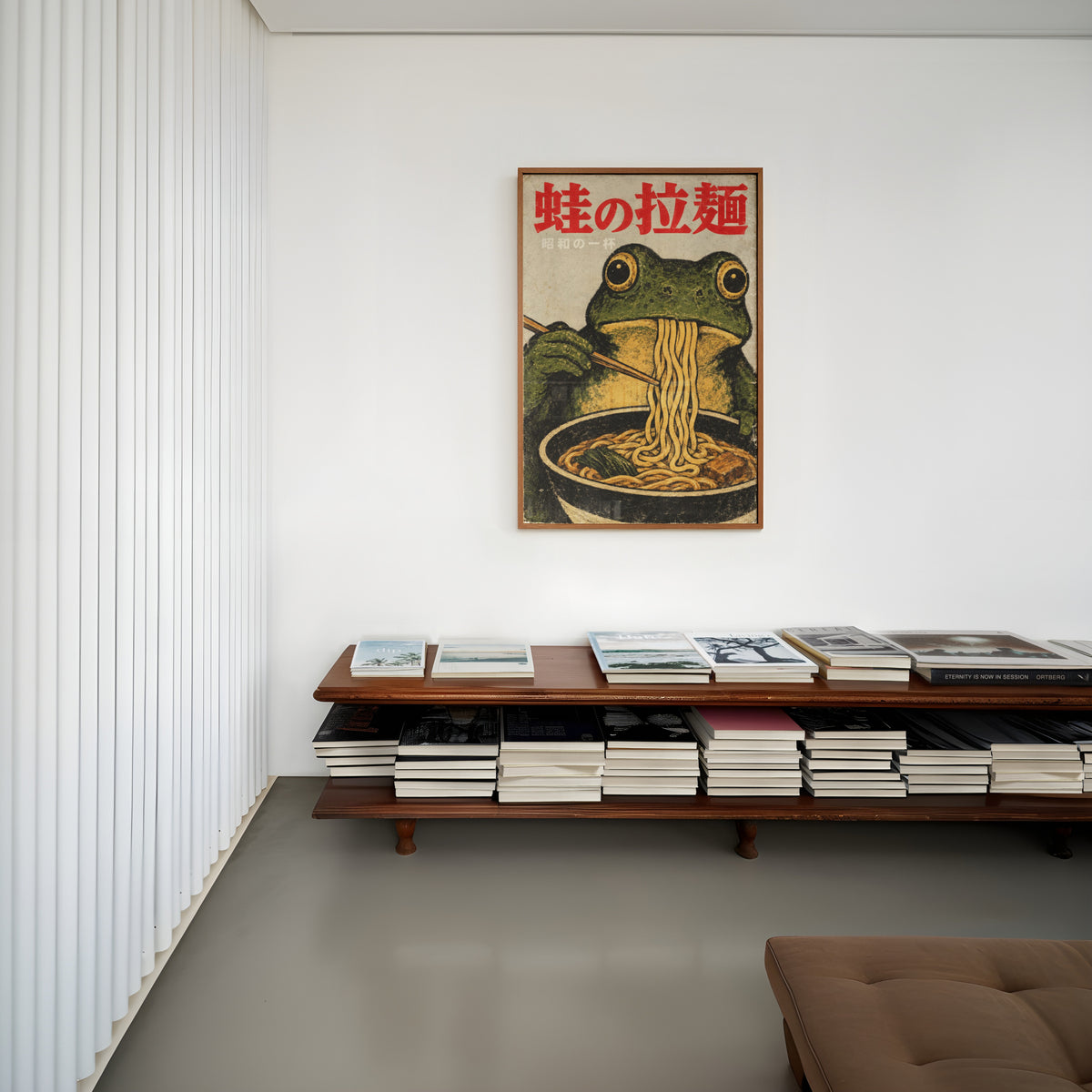 Vintage Japanese Frog Ramen Print, Retro Poster