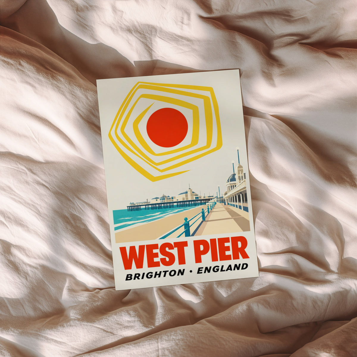 Vintage West Pier Brighton Poster, Seaside Wall Art Print