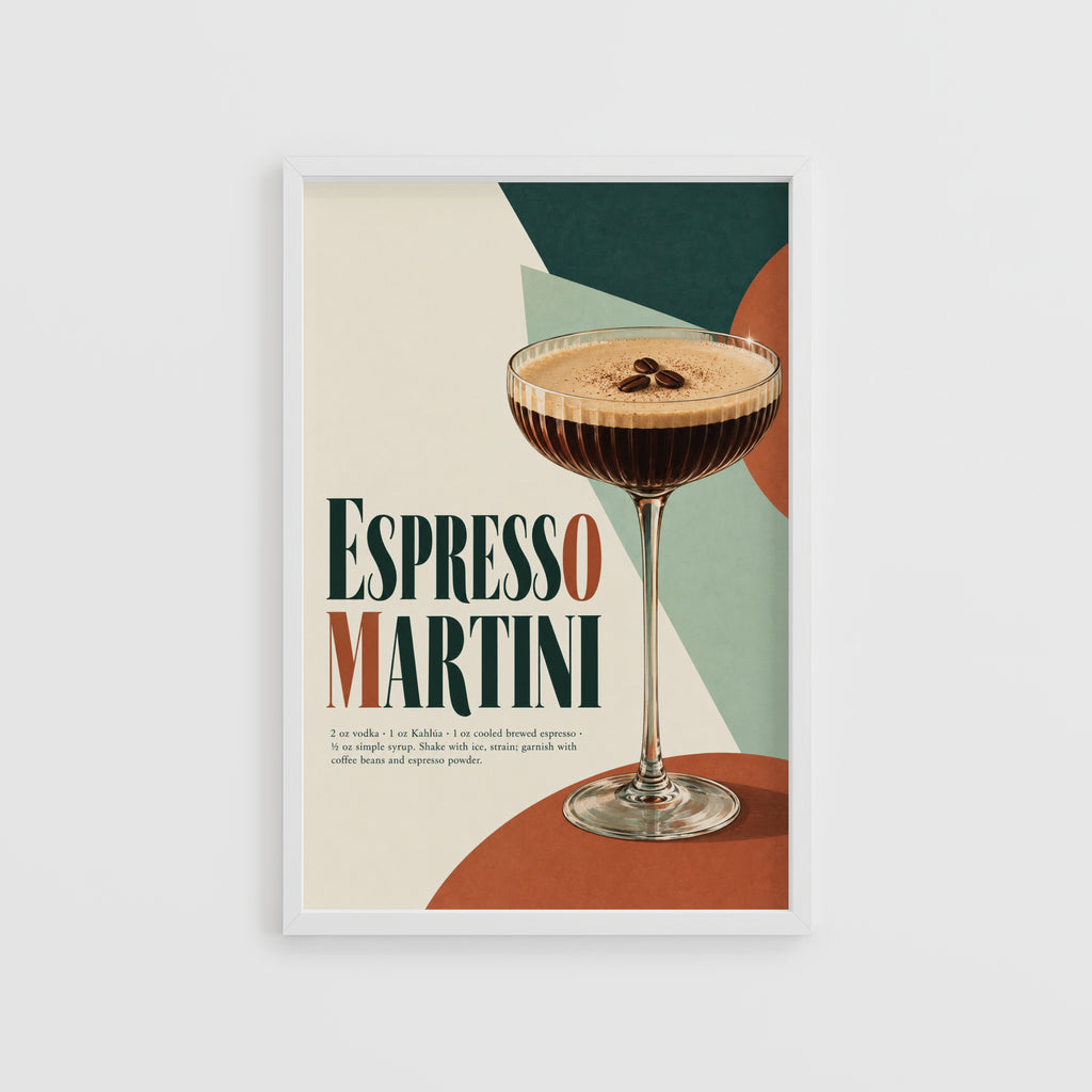 Vintage Espresso Martini Print Poster, Cocktail Art