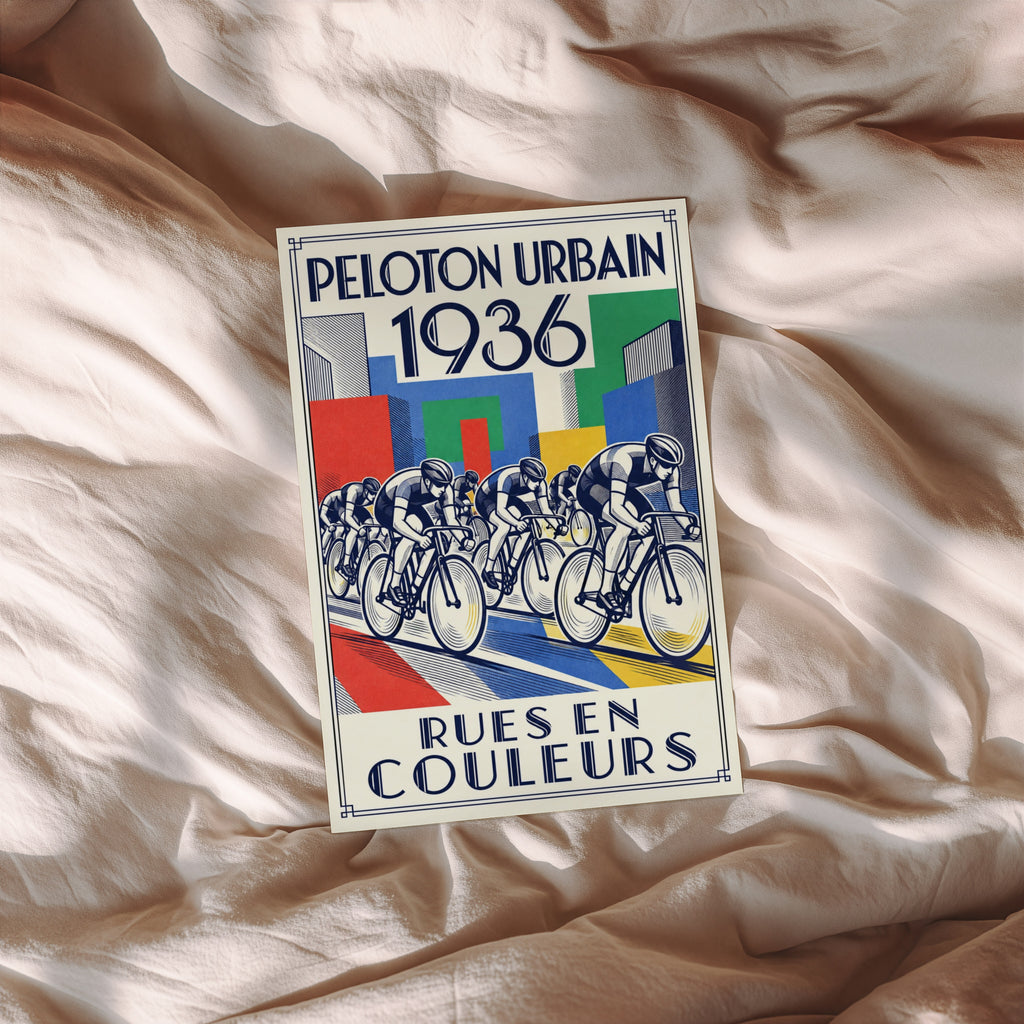 Vintage Cycling Poster, Art Deco Wall Art, Peloton Print