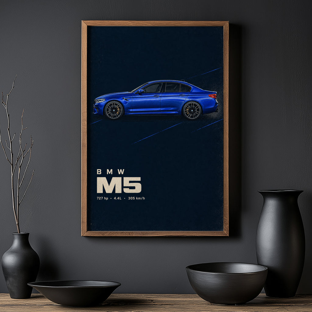 Vintage BMW M5 Car Print, Garage Wall Art