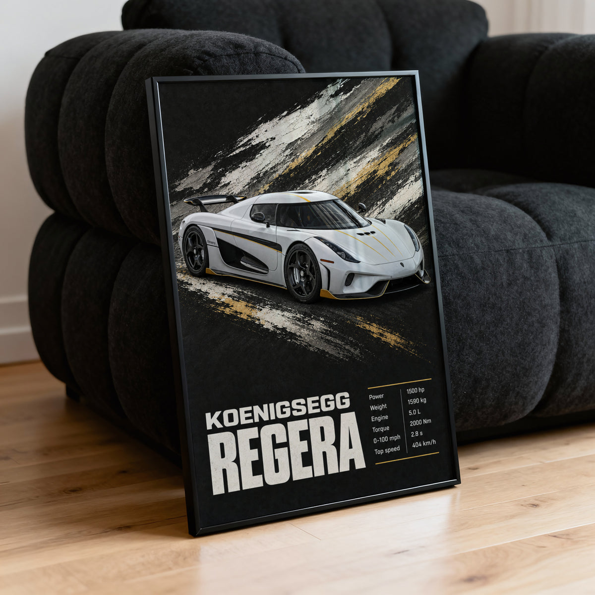 Vintage Koenigsegg Regera Print, Supercar Wall Art