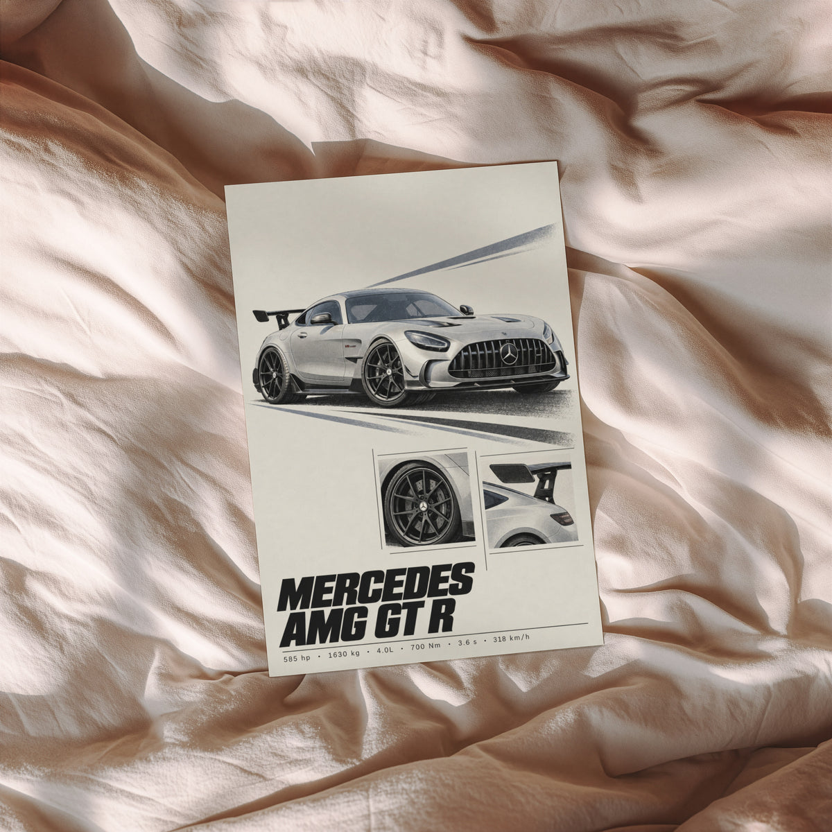 Vintage Mercedes AMG GT R Print, Car Wall Art