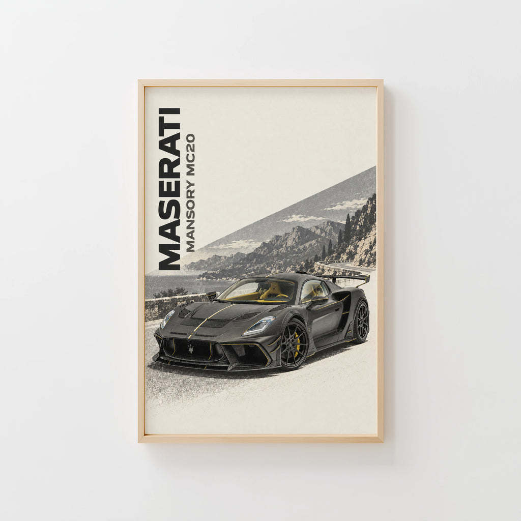 Vintage Maserati MC20 Print, Supercar Wall Art
