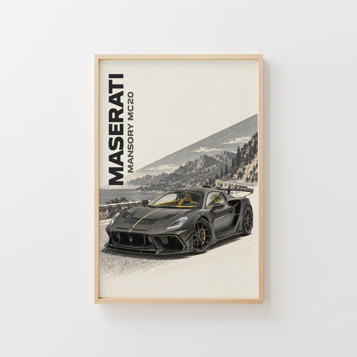 Vintage Maserati MC20 Print, Supercar Wall Art