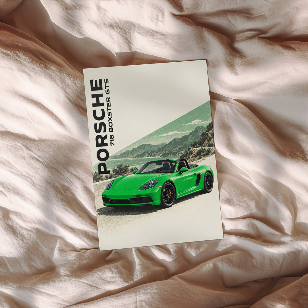 Vintage Porsche 718 Boxster GTS Print, Car Wall Art
