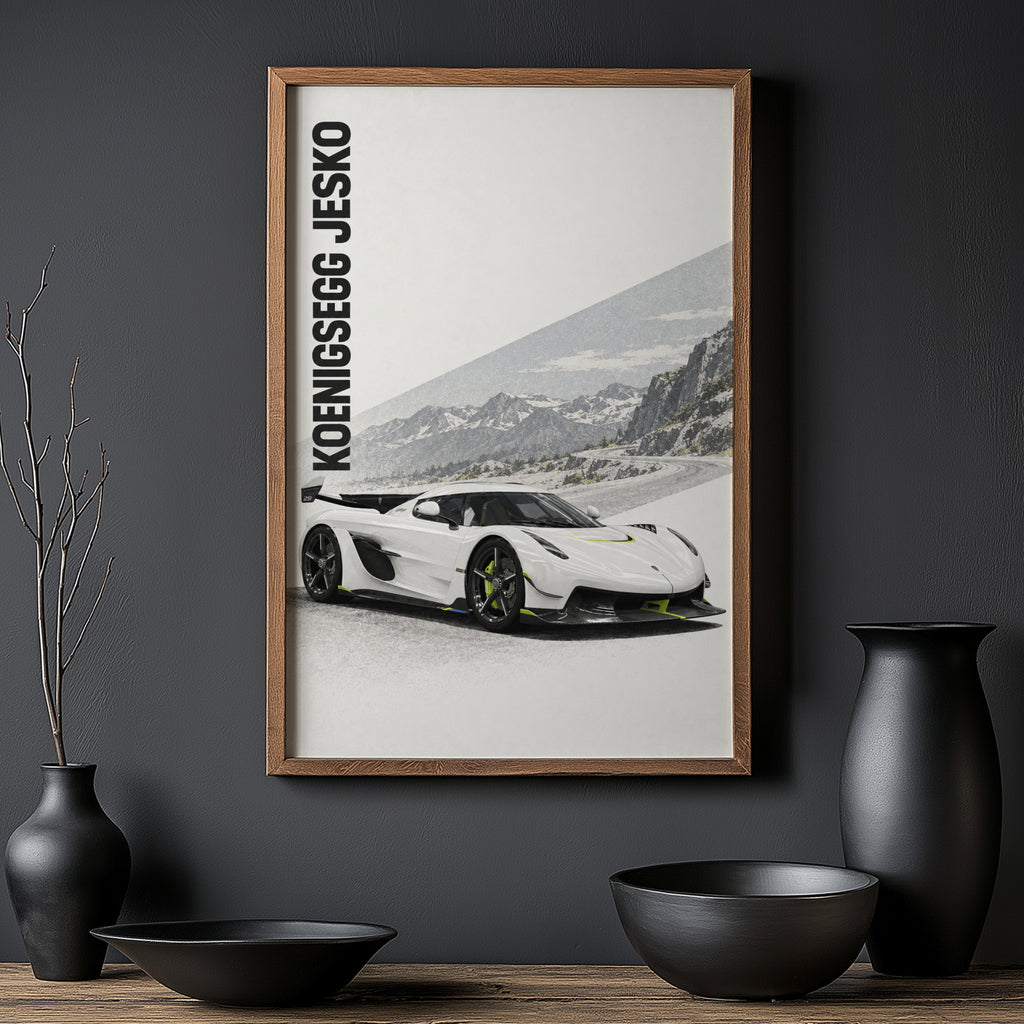 Vintage Koenigsegg Jesko Print, Supercar Wall Art