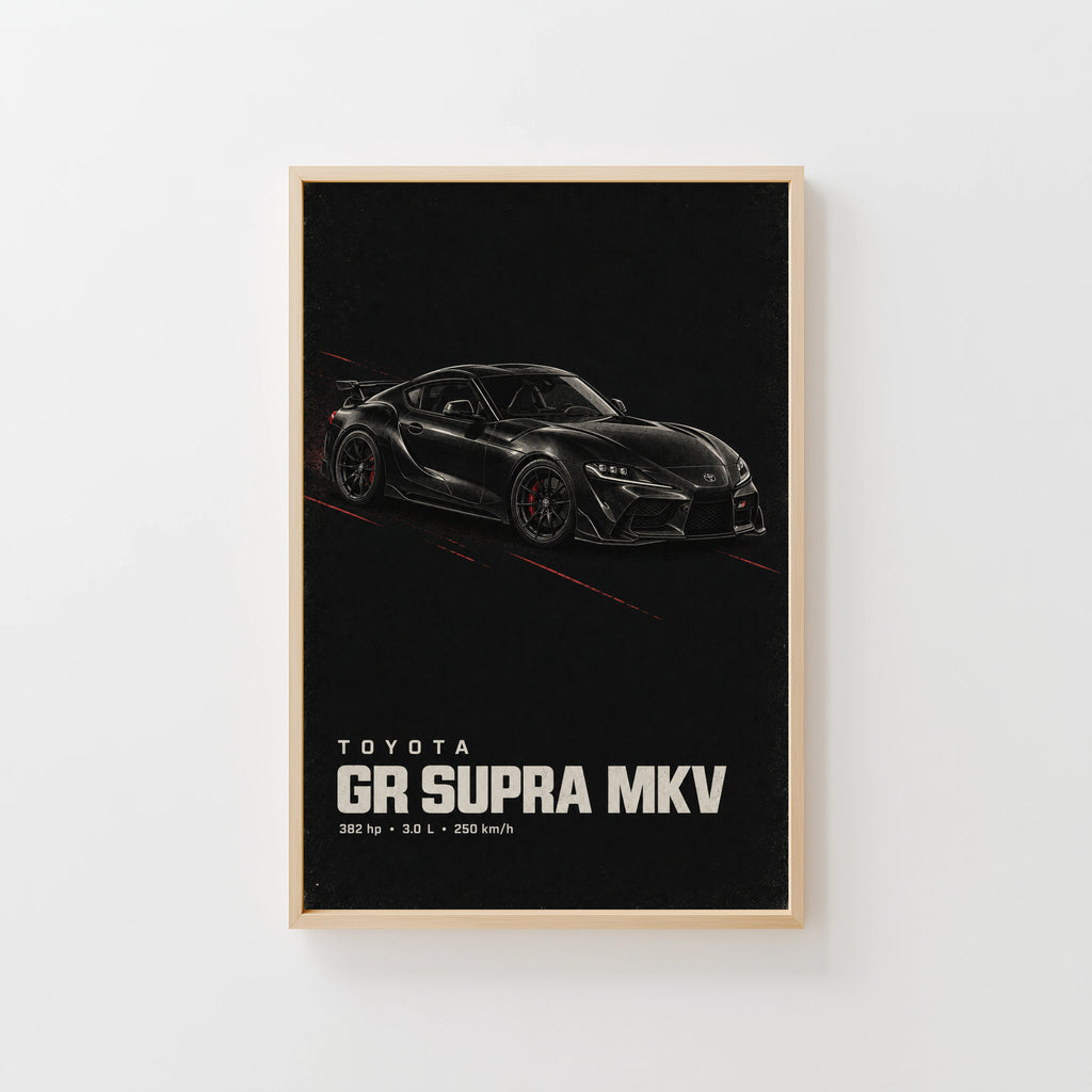 Vintage Toyota GR Supra Car Print, Garage Wall Art