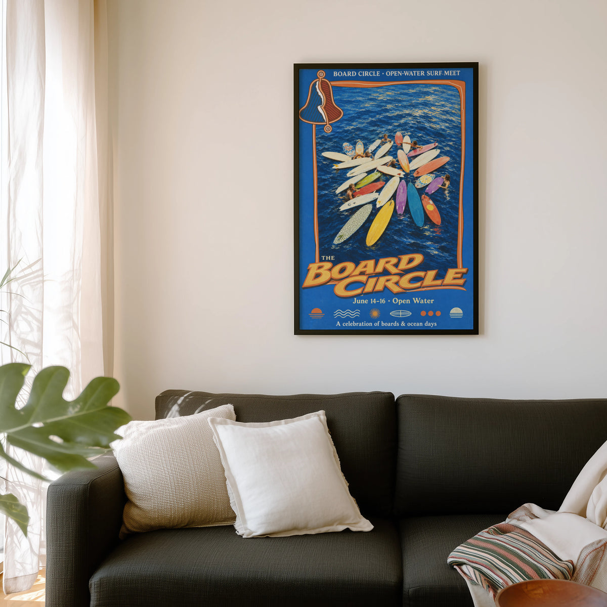 Vintage Surf Print and Poster, Board Circle Wall Art