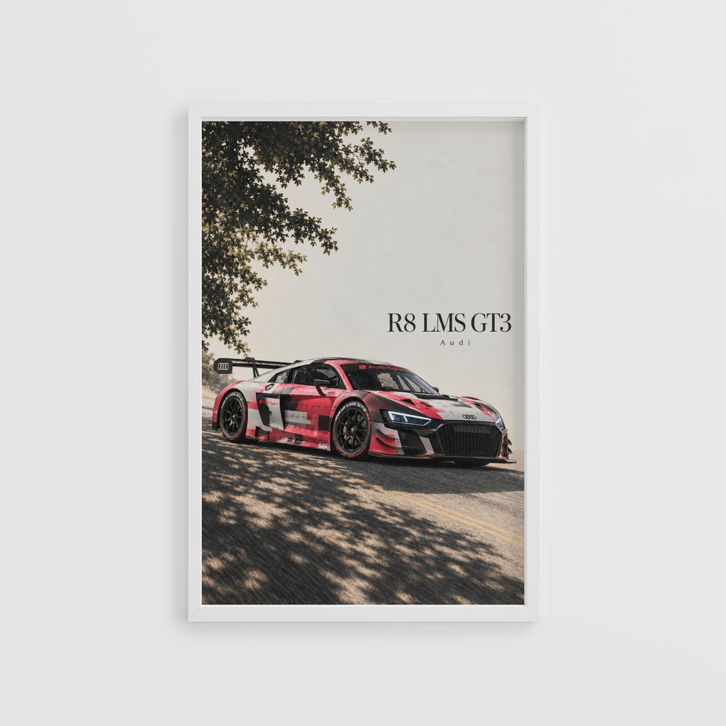 Vintage Audi R8 LMS GT3 Print, Race Car Poster