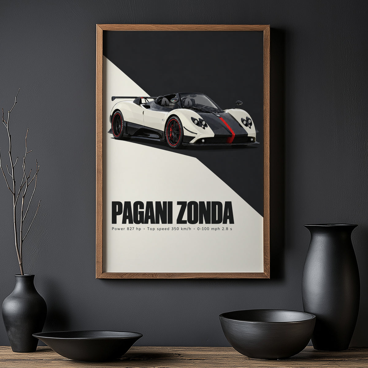 Vintage Pagani Zonda Print, Supercar Wall Art