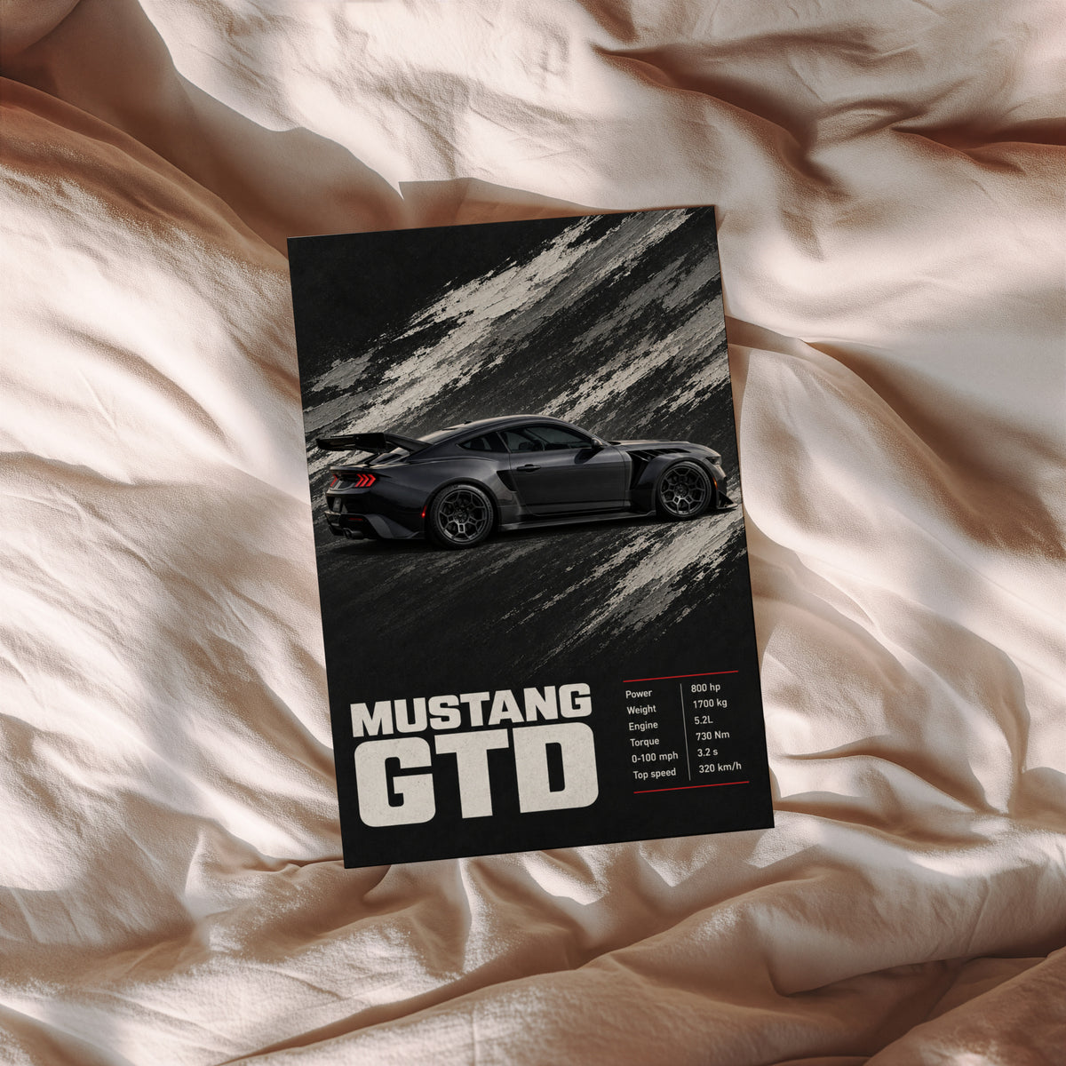 Vintage Mustang GTD Print, Muscle Car Wall Art