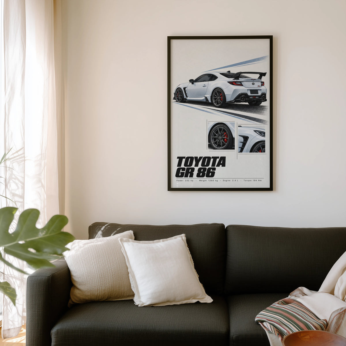 Vintage Toyota GR 86 Print, Car Poster, Garage Wall Art