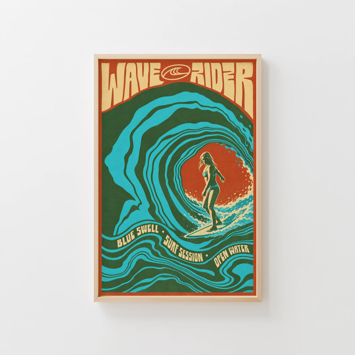 Vintage Wave Rider Surf Print, Retro Surfing Poster