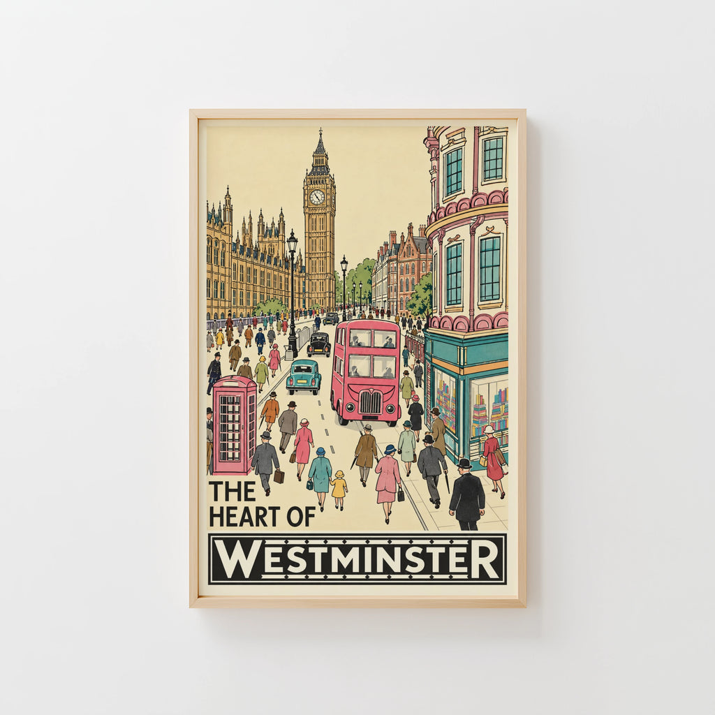 Vintage Westminster London Poster, Big Ben Wall Art, Print