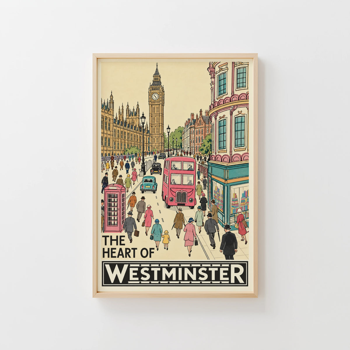 Vintage Westminster London Poster, Big Ben Wall Art, Print