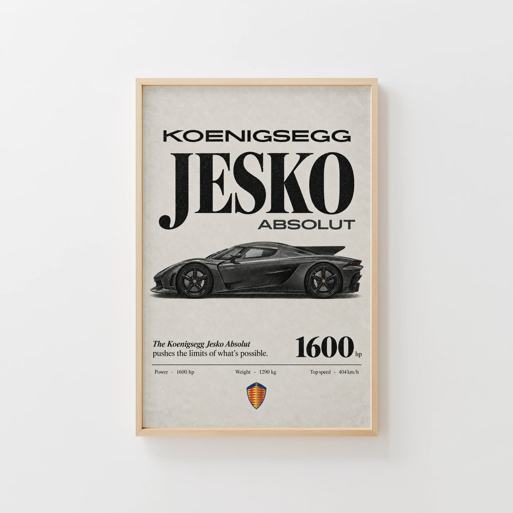 Vintage Koenigsegg Jesko Absolut Print, Car Poster