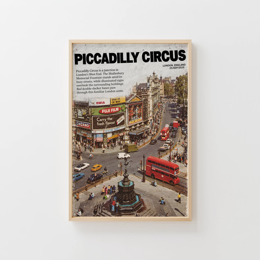 Vintage Piccadilly Circus London Poster, Retro Wall Art