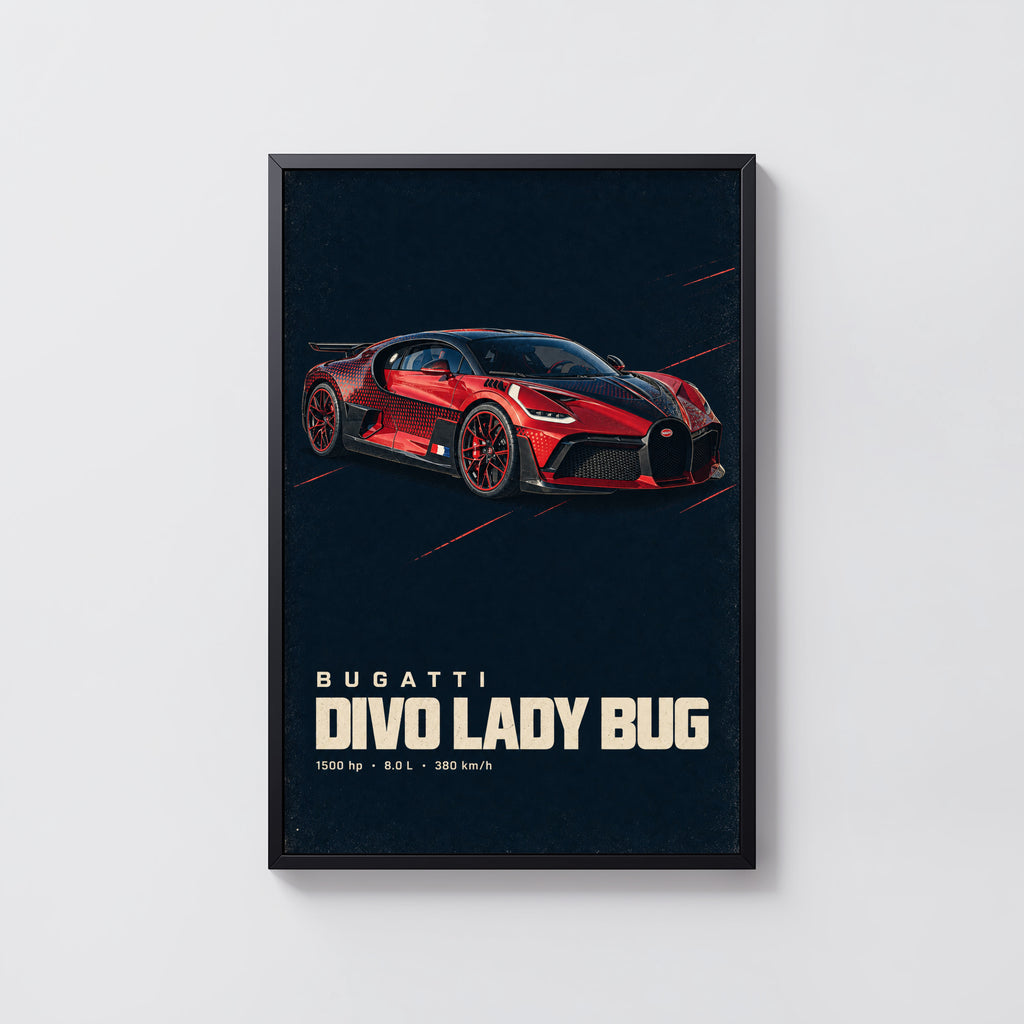 Vintage Bugatti Divo Print, Supercar Wall Art