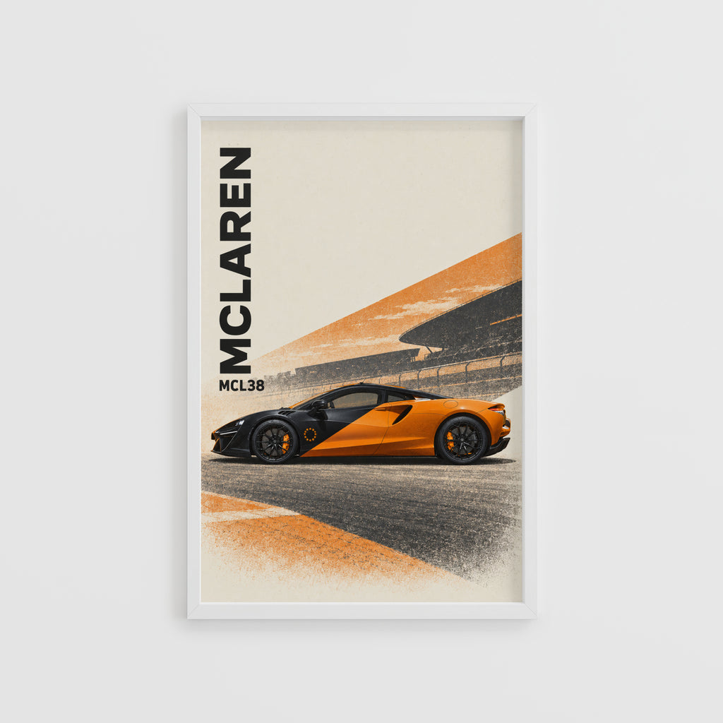 Vintage McLaren MCL38 Print, Racing Car Wall Art