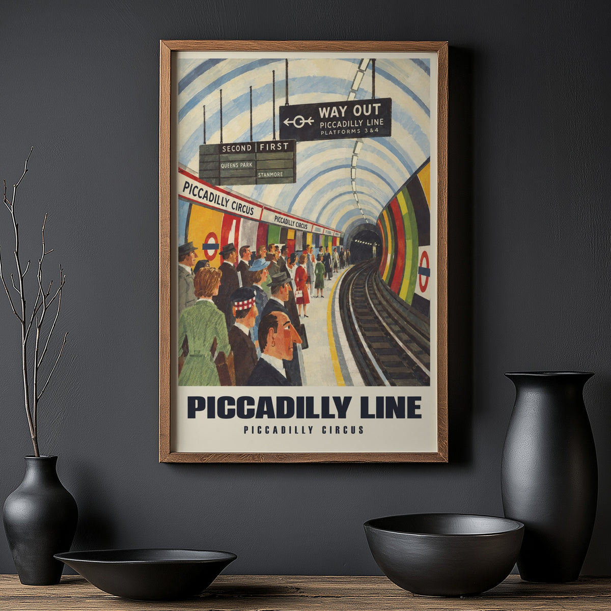 Vintage Piccadilly Circus Poster, London Underground Print