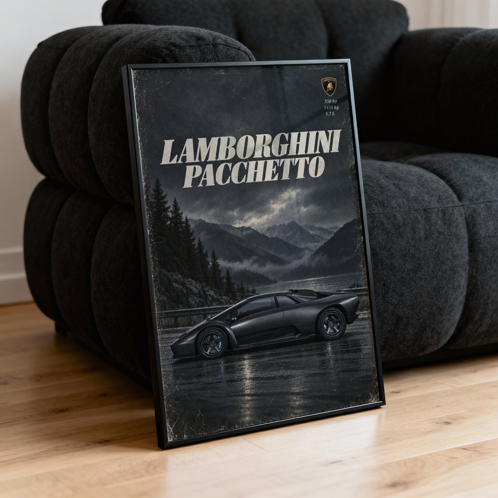Vintage Lamborghini Pacchetto Print, Supercar Wall