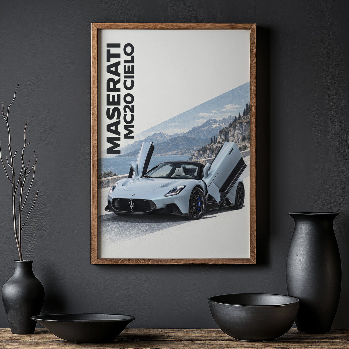 Vintage Maserati MC20 Cielo Print, Car Wall Art