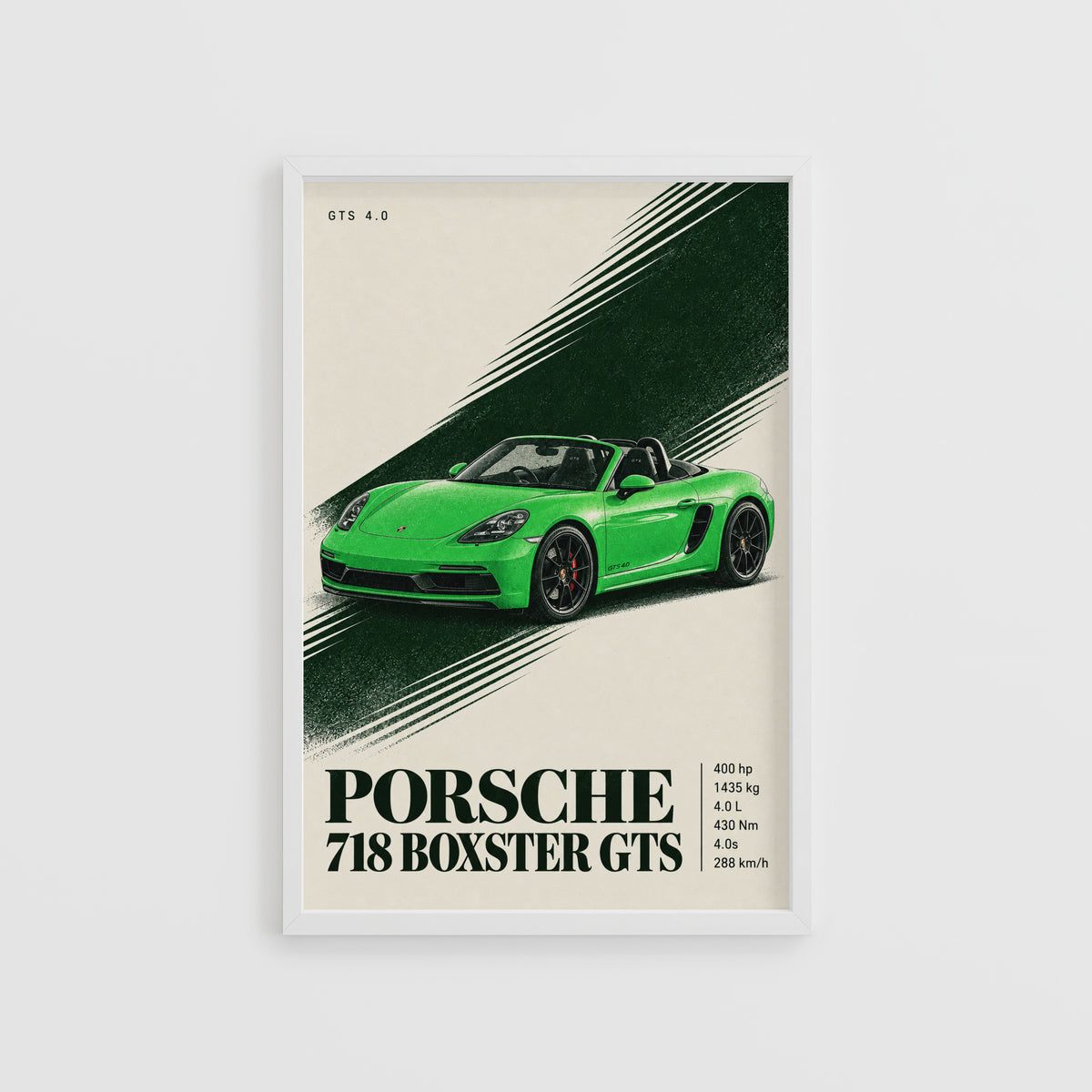 Vintage Porsche 718 Boxster GTS Print, Car Wall Art