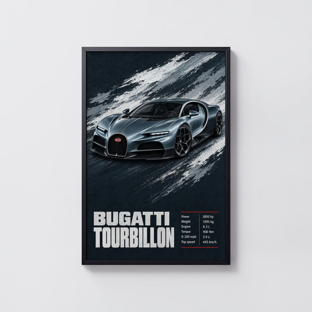 Vintage Bugatti Tourbillon Print, Supercar Wall Art