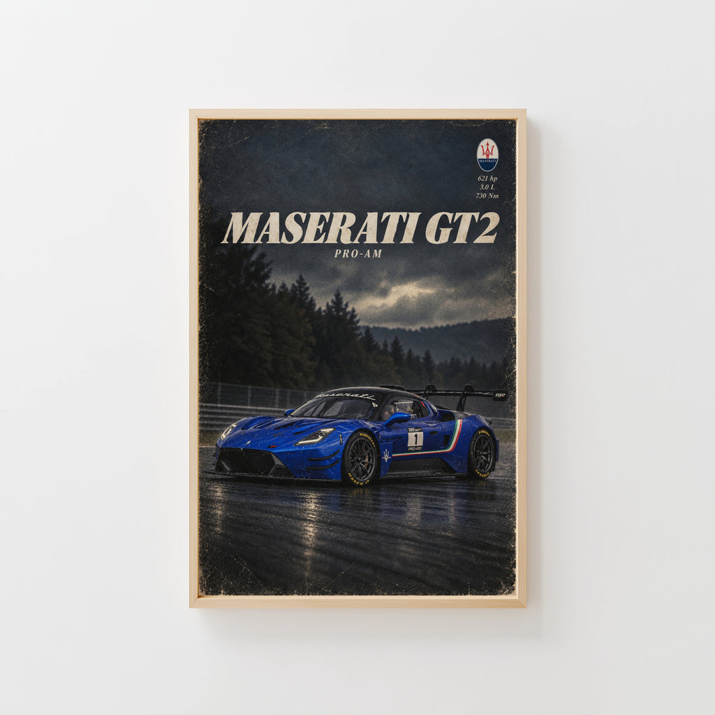 Vintage Maserati GT2 Print, Race Car Wall Art