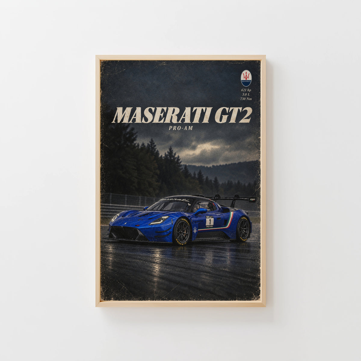 Vintage Maserati GT2 Print, Race Car Wall Art