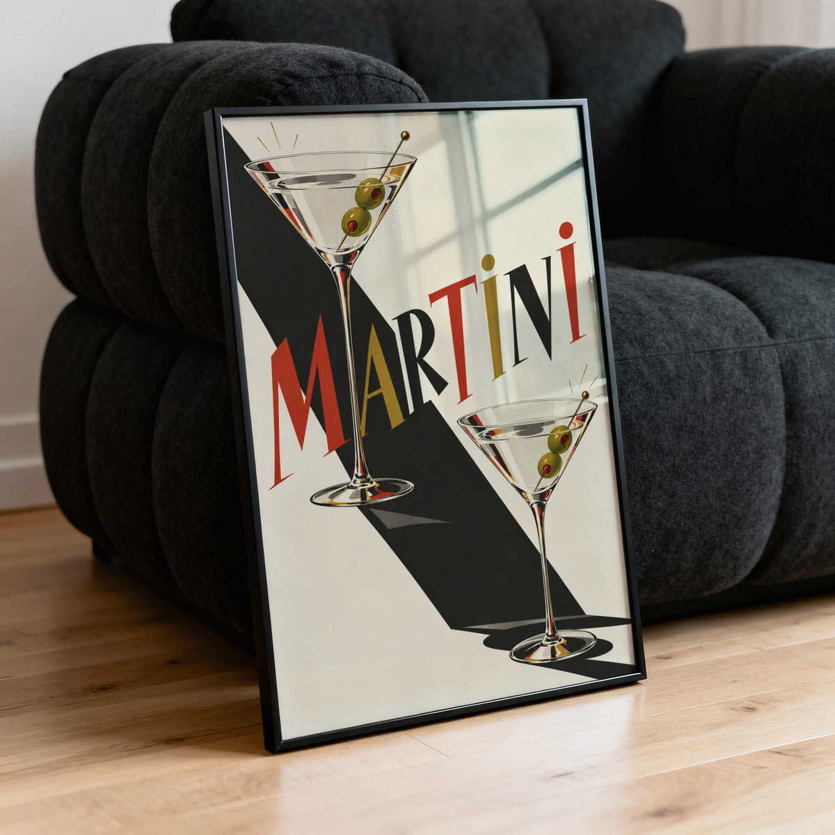 Vintage Martini Print Poster, Cocktail Wall Art Bar