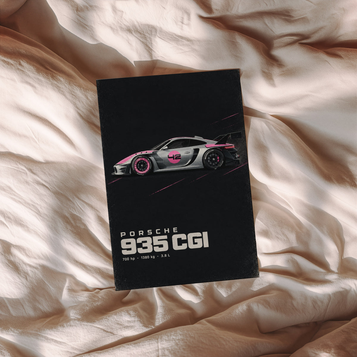 Vintage Porsche 935 Print, Pink Race Car Wall Art
