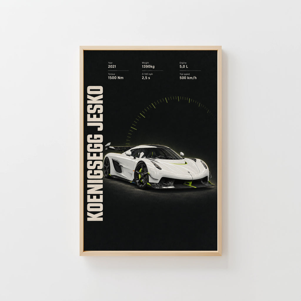 Vintage Koenigsegg Jesko Print, Supercar Wall Art