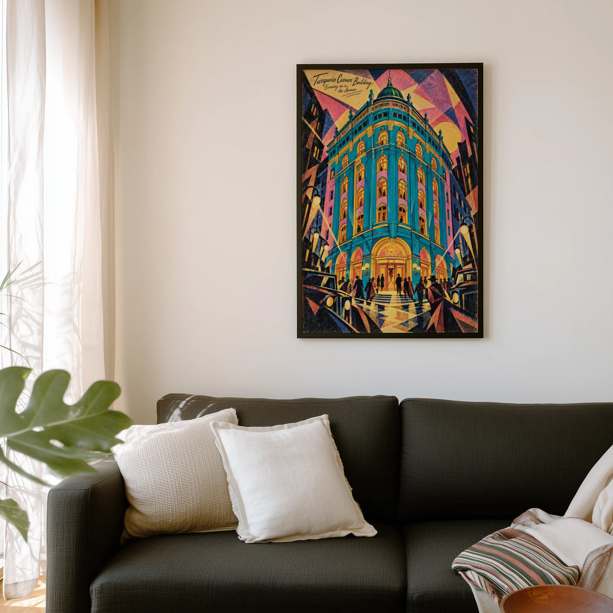 Vintage Art Deco Building Poster, City Wall Art, Print