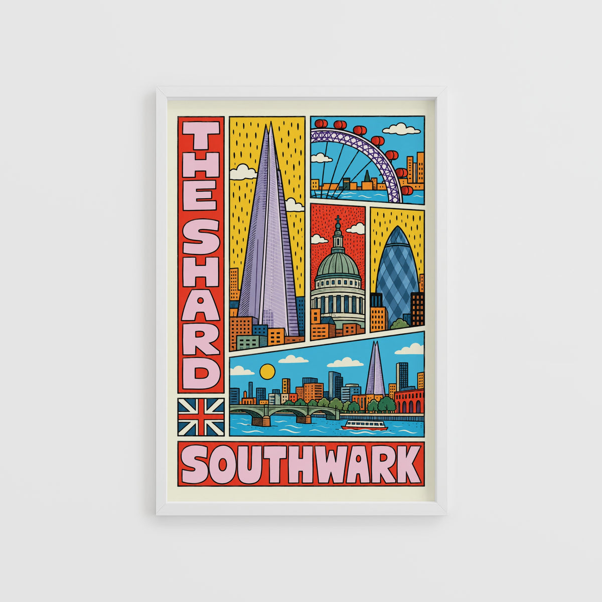 Vintage London Poster, Shard Southwark Print, Wall Art