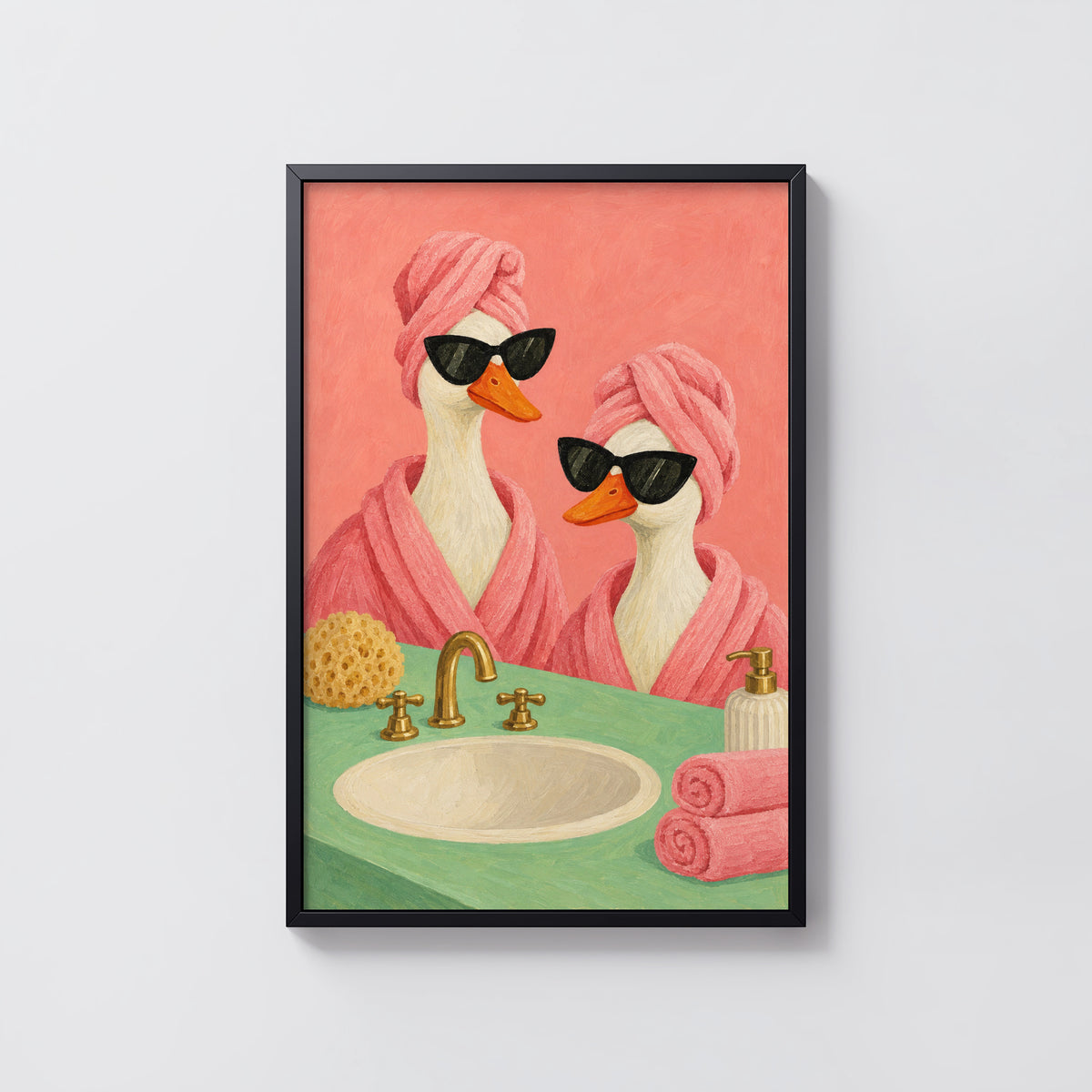 Vintage Bathroom Duck Print and Poster, Funny Wall Art