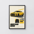 Vintage Mustang Print, Yellow Muscle Car Wall Art