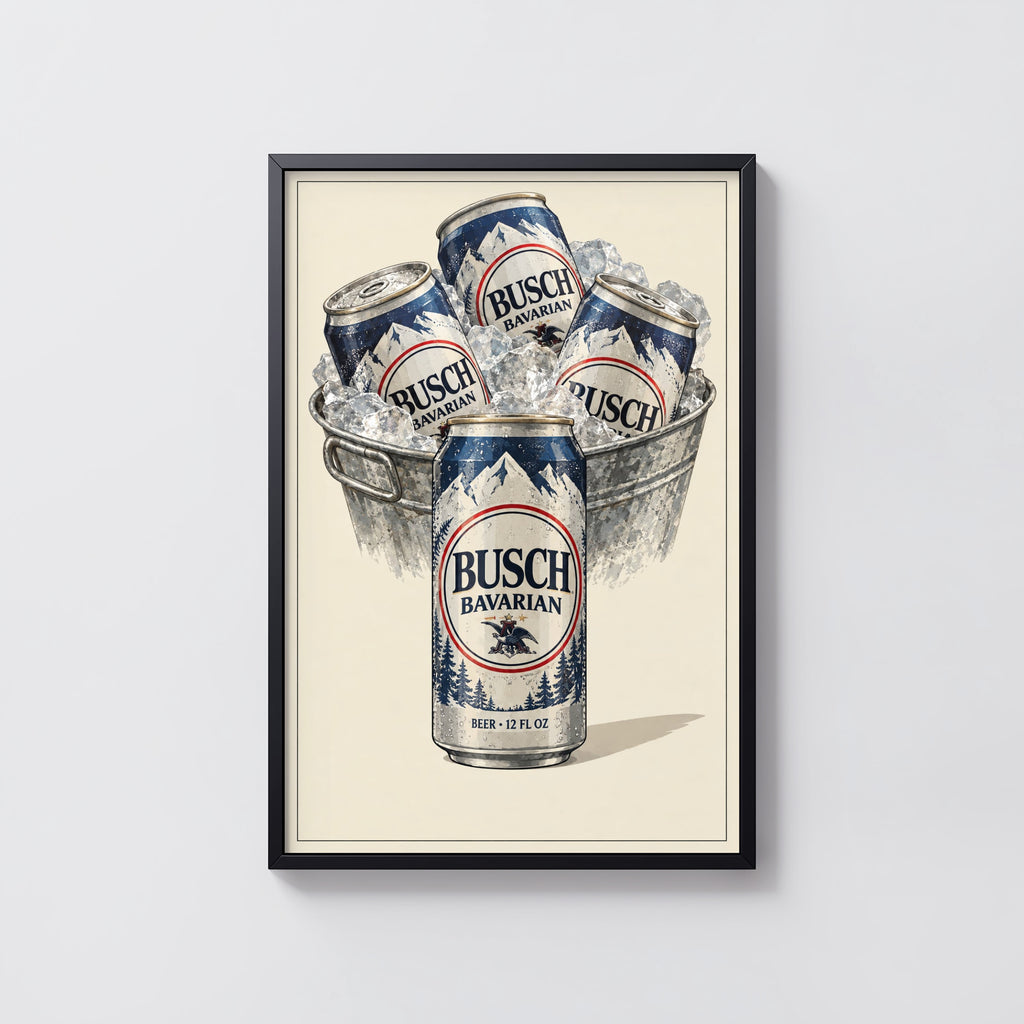 Vintage Busch Bavarian Beer Print, Bar Poster Wall Art