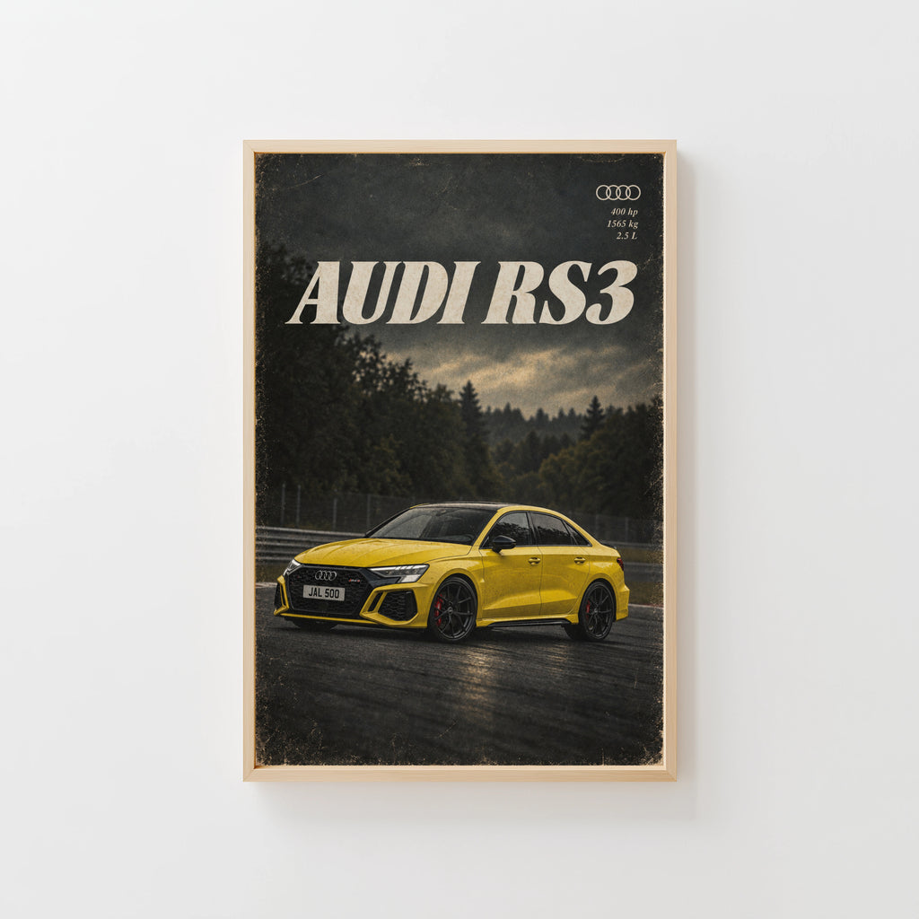 Vintage Audi RS3 Print, Car Wall Art
