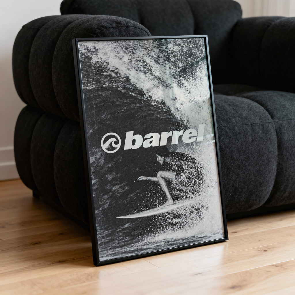Vintage Barrel Surf Print, Surfer Poster, Wave Wall Art