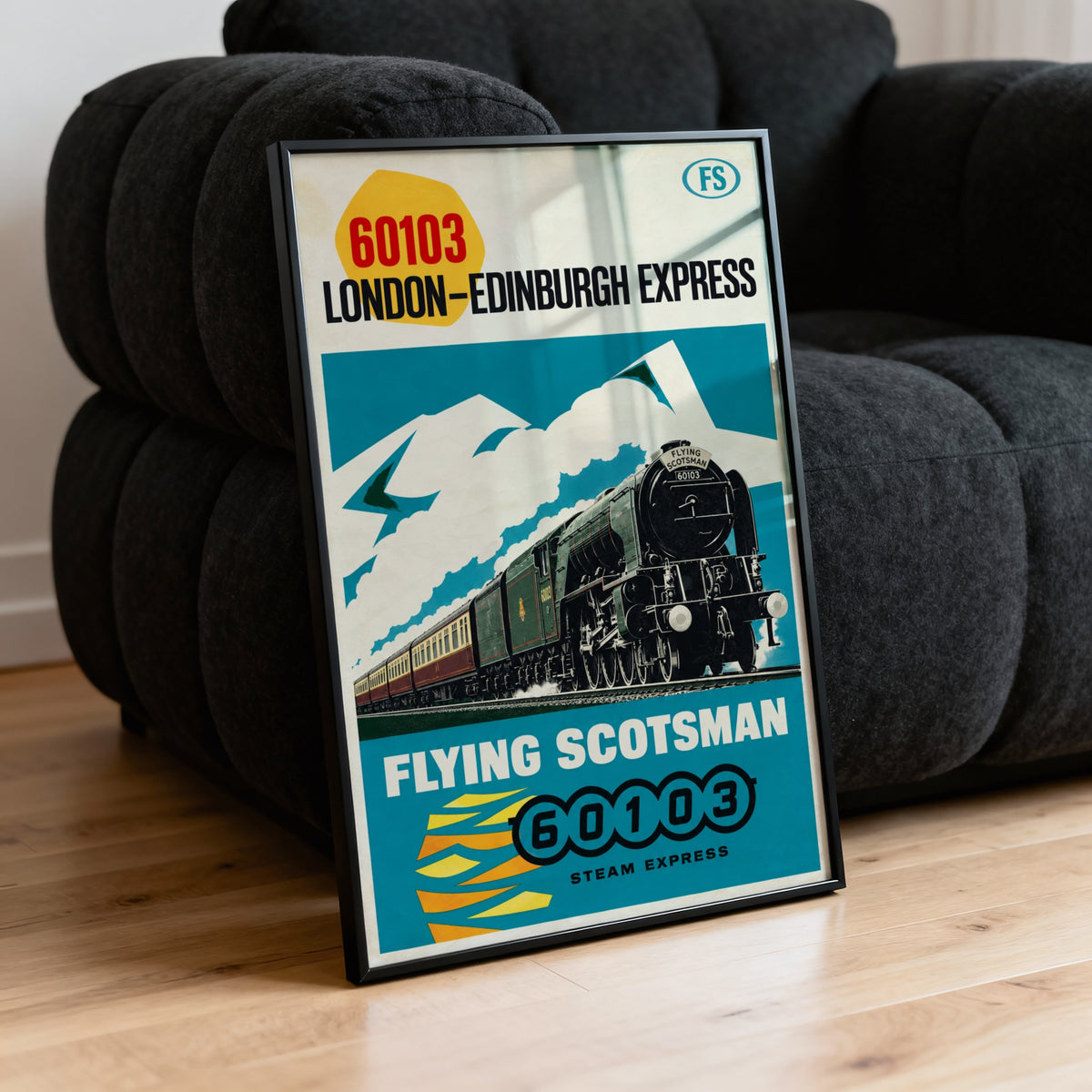 Vintage Flying Scotsman Train Print Poster, Steam Wall Art