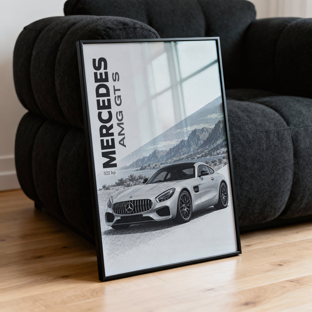 Vintage Mercedes AMG GT S Print, Car Wall Art