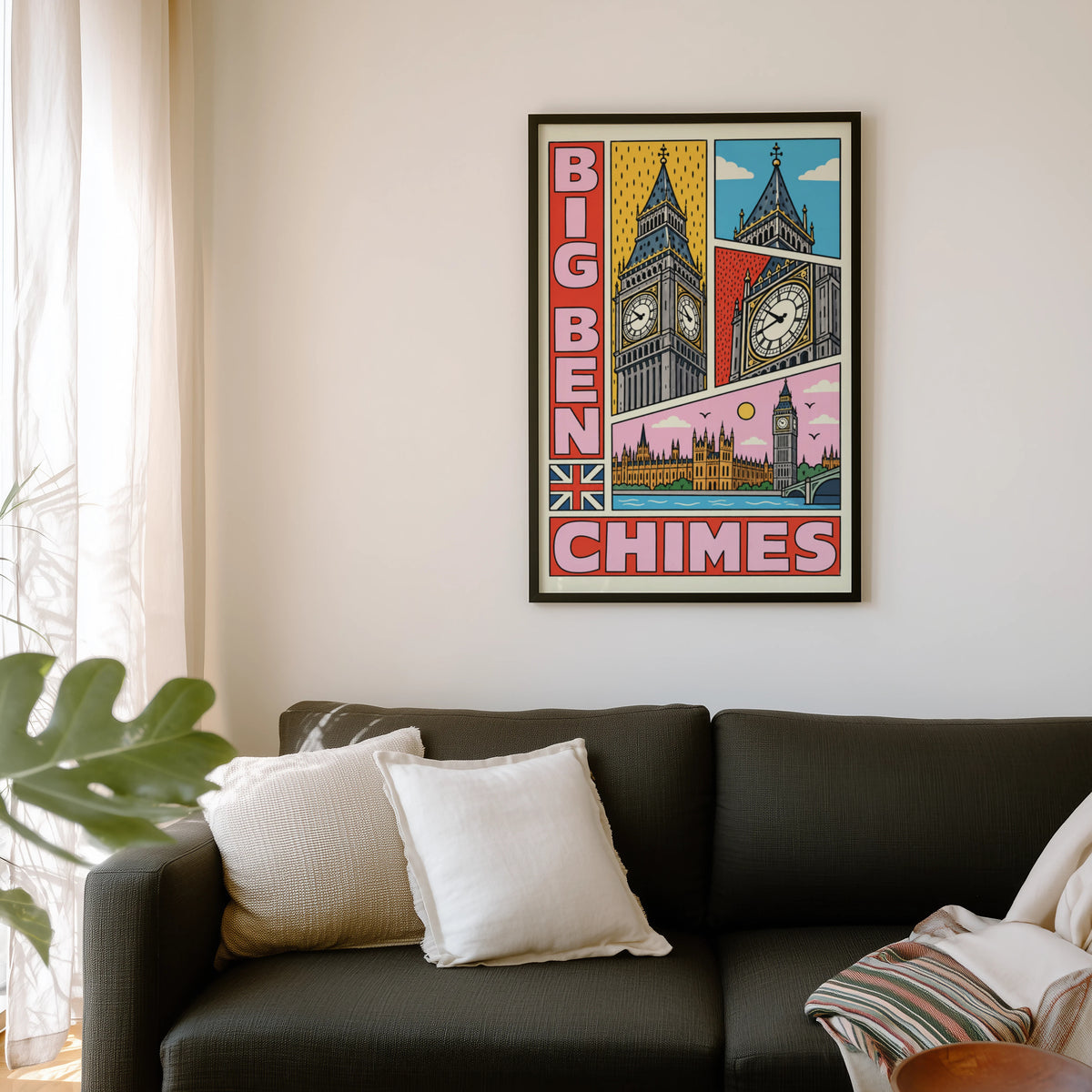 Vintage Big Ben London Poster, Retro Comic Wall Art Print