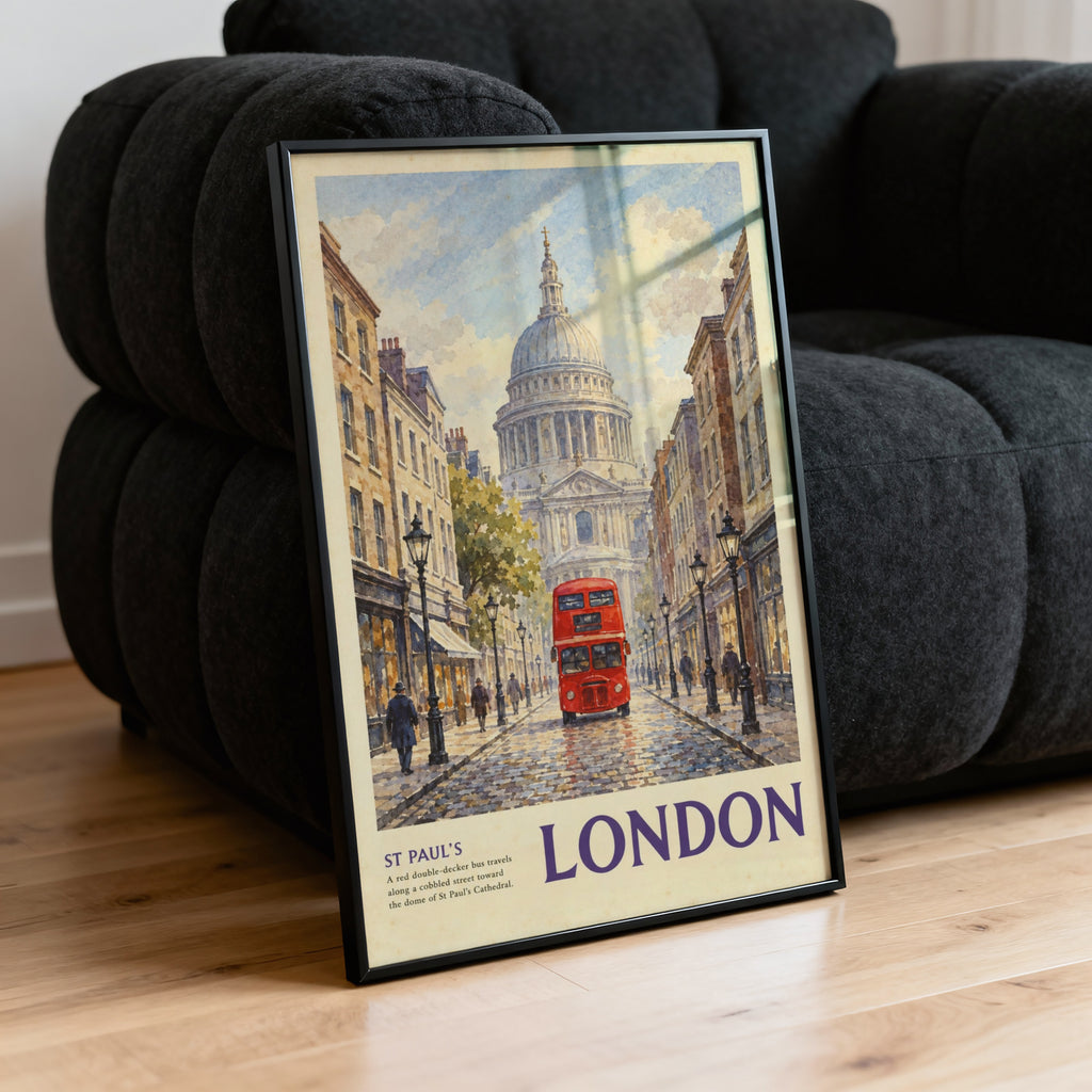 Vintage London Poster, St Paul's Cathedral Wall Art
