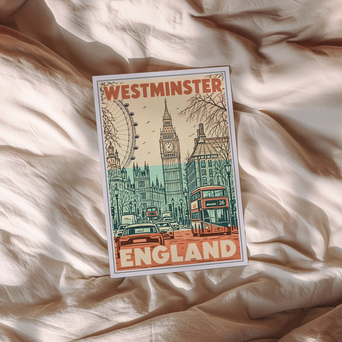 Vintage Westminster London Poster, England Wall Art, Print